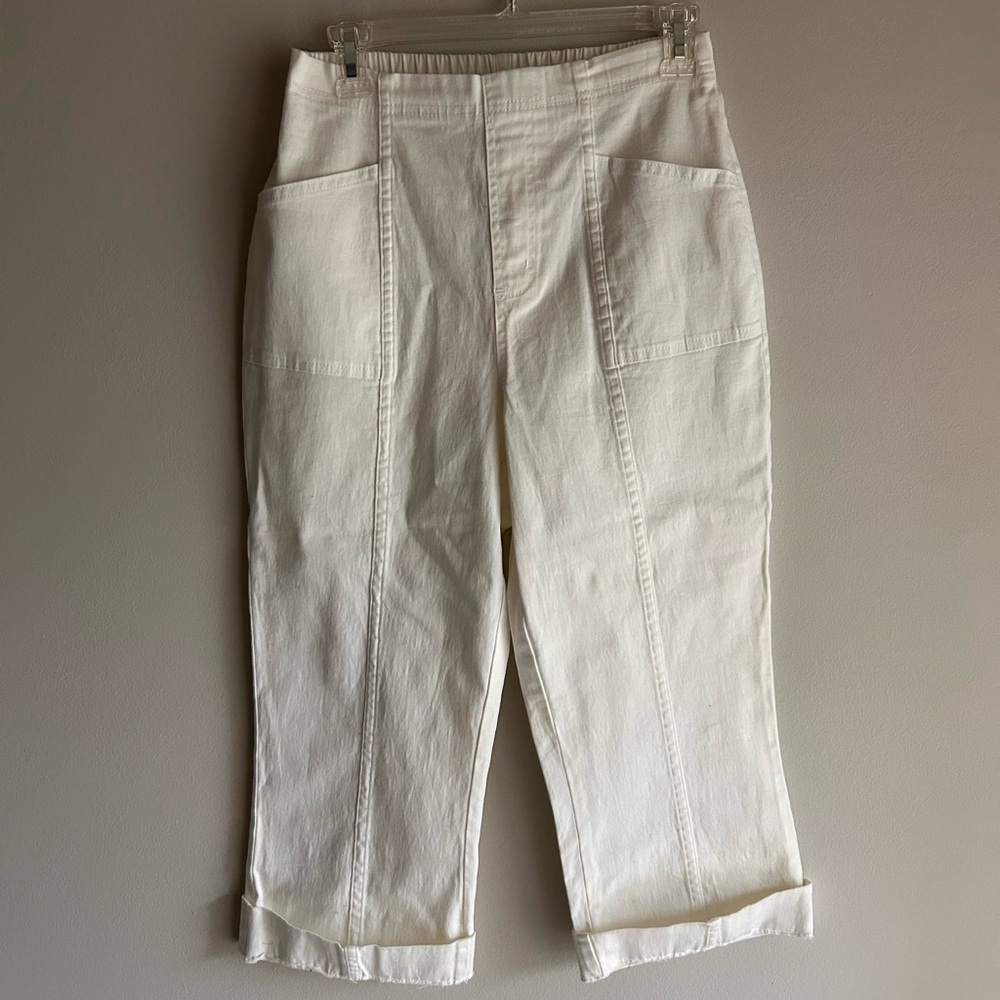 Y2K Denim & Co White Pull-On Wide Leg Capris - Picture 2 of 4